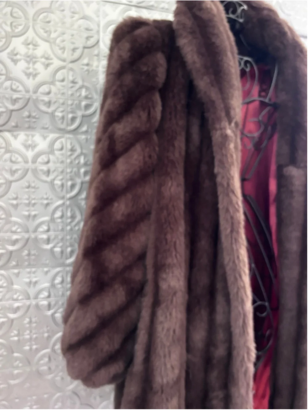 Vintage American Signature Brown Faux Fur Full Coat Jacket Mob Wife size medium